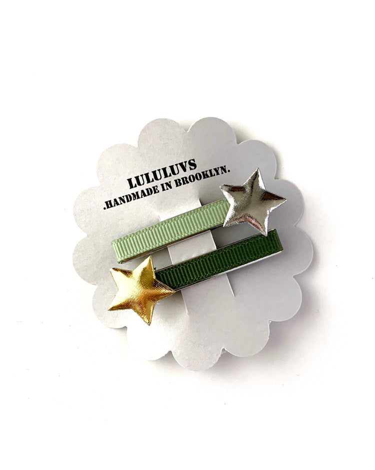 Little lululuvs accessories star clips in green