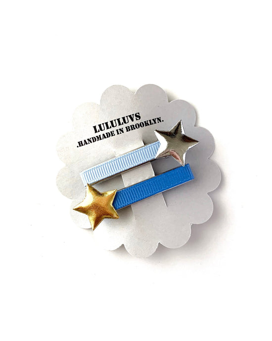 Little lululuvs accessories star clips in light blue