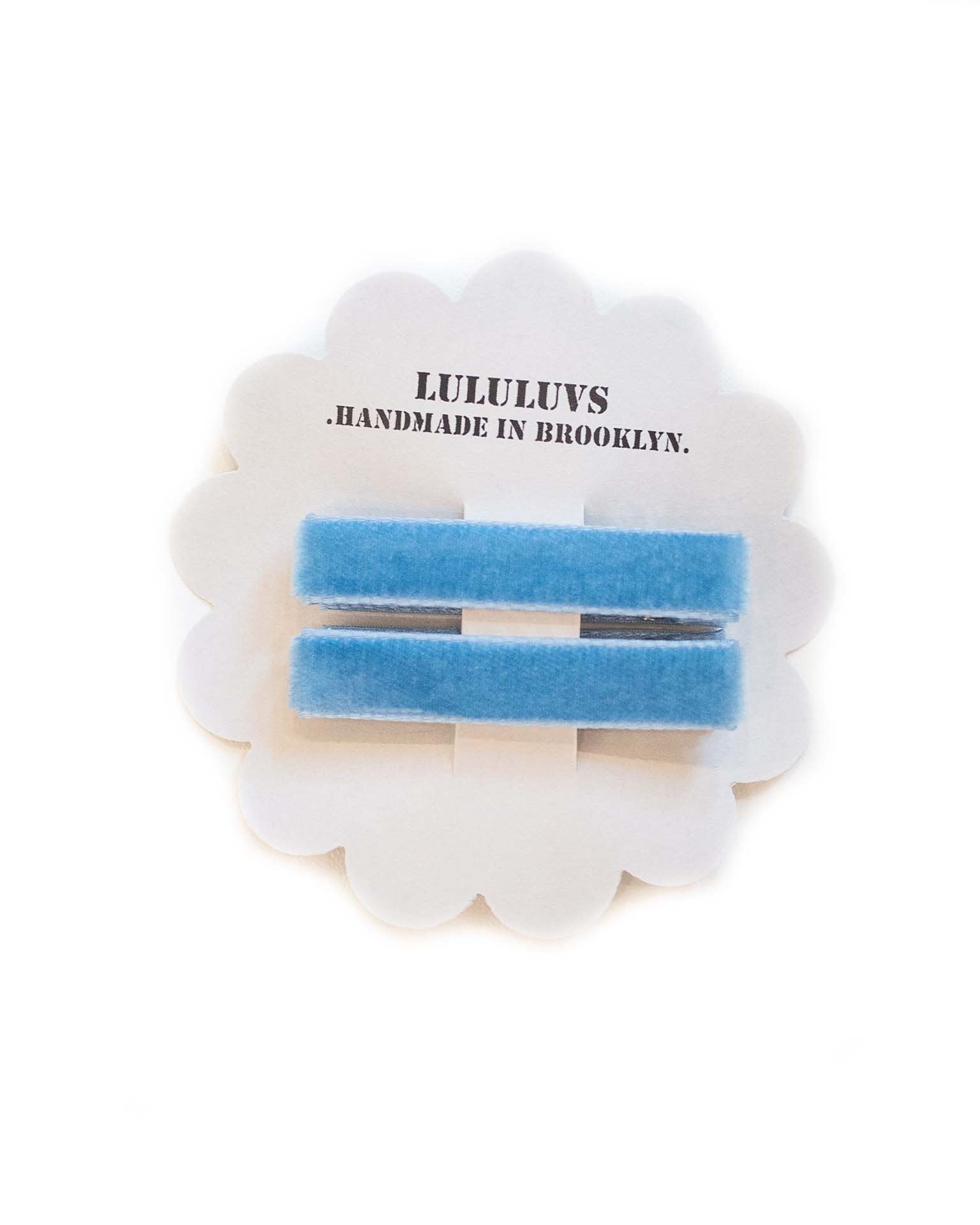 Little lululuvs accessories velvet bar clips in french blue