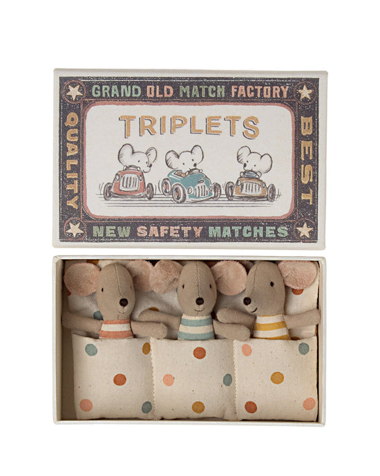 Little maileg play baby mice triplets in matchbox