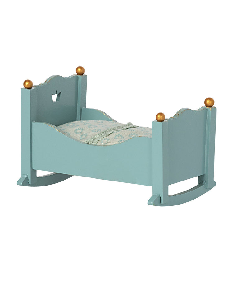 Little maileg play baby mouse cradle in blue