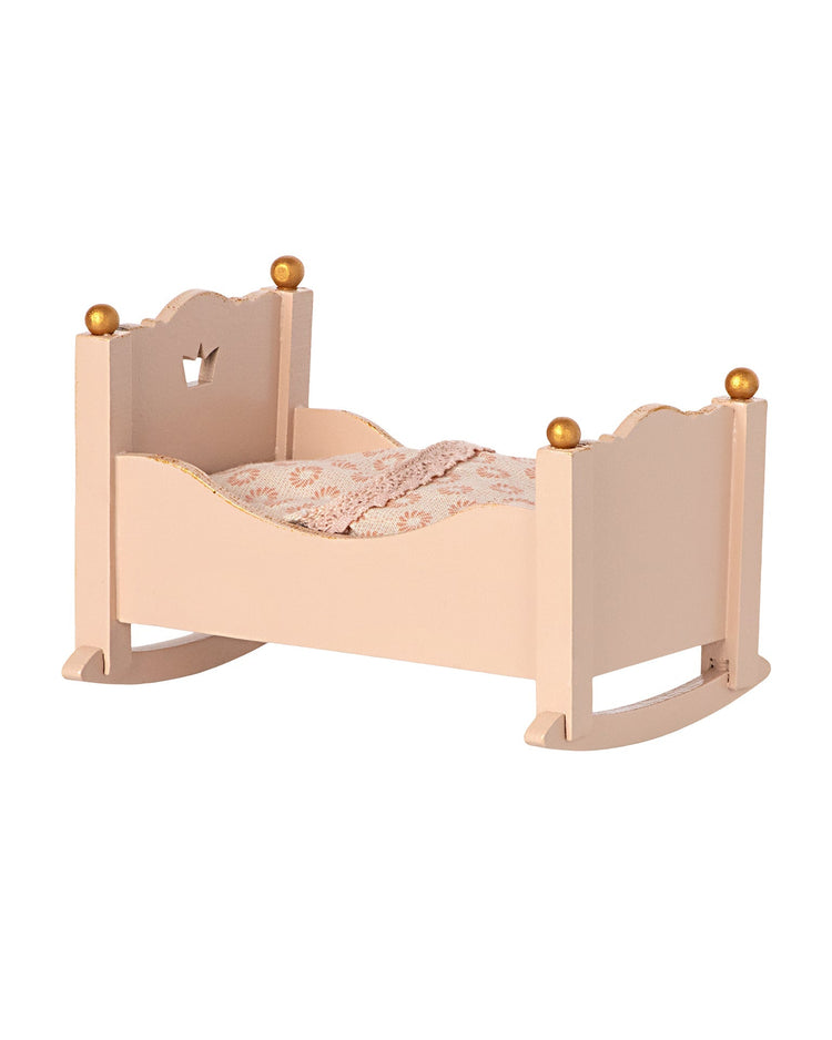 Little maileg play baby mouse cradle in rose