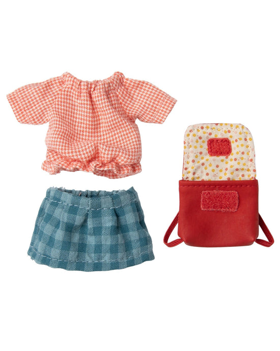 Little maileg play big sister mouse clothes and bag in red
