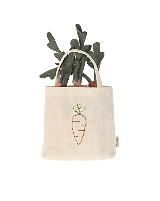 Little maileg play carrots in shopping bag