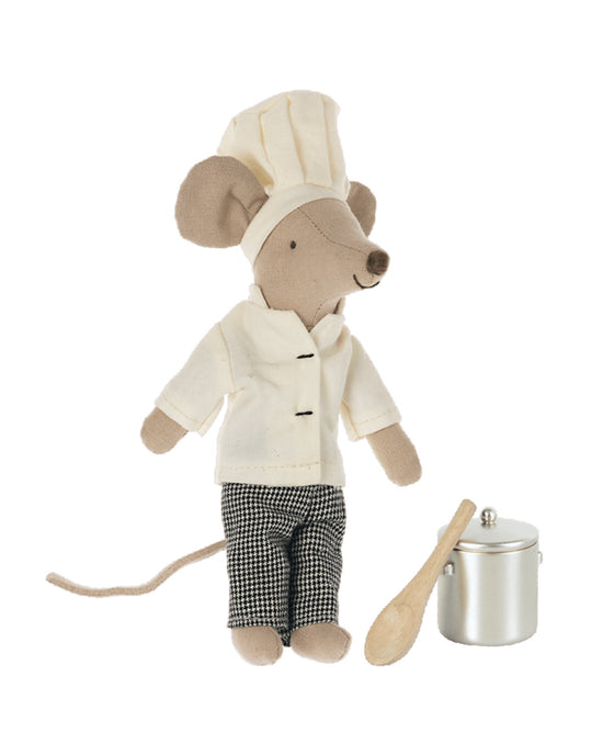 Little maileg play chef mouse with soup pot + spoon