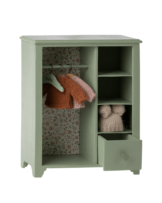 Little maileg play large wardrobe in mint green
