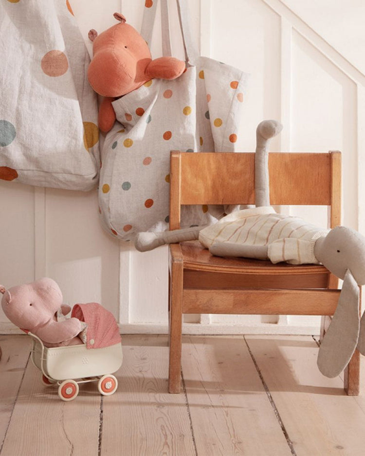 Little maileg play micro pram in coral