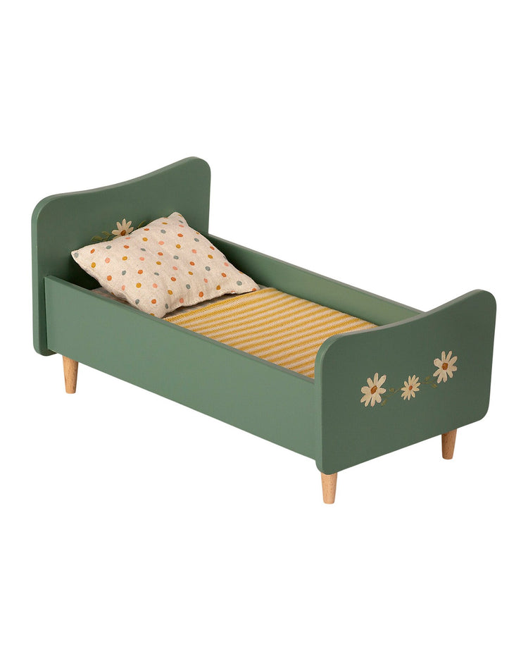 Little maileg play mini wooden bed in mint blue