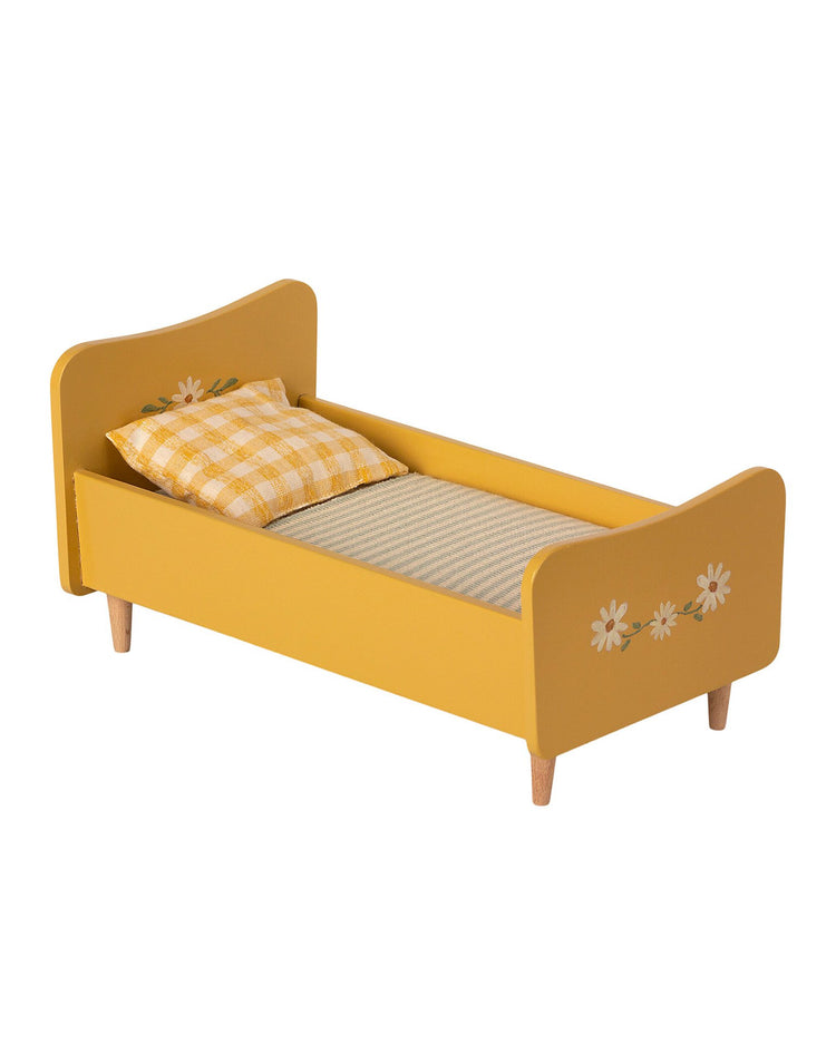 Little maileg play mini wooden bed in yellow