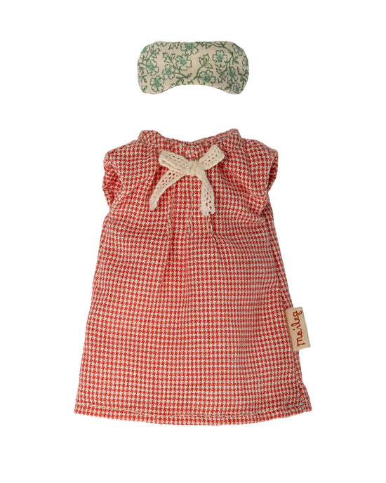 Little maileg play nightgown for mum mouse in red check
