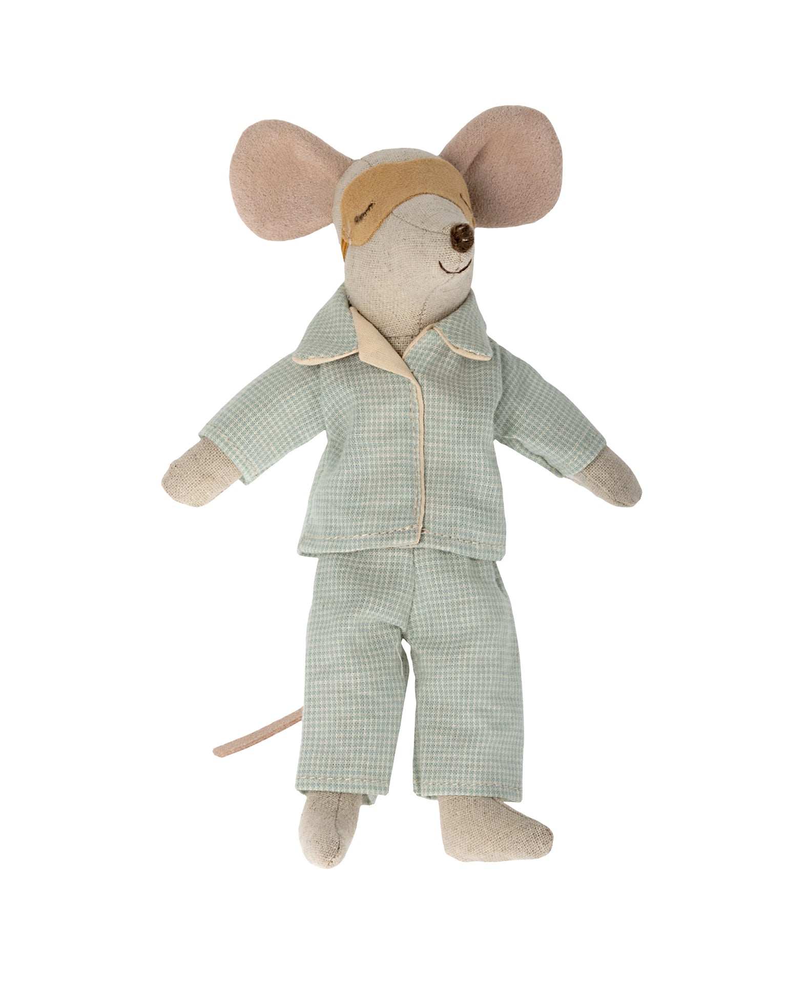 Little maileg play pyjamas for dad mouse in blue check