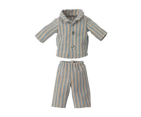 A blue and white striped pyjamas set for a Maileg doll.