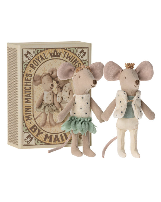 Little maileg play royal twins mice, little sister and brother in box