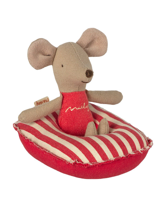 Little maileg play small mouse rubber boat in red