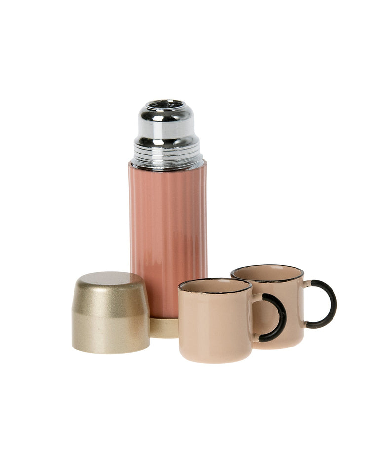 Little maileg play thermos and cups in soft coral
