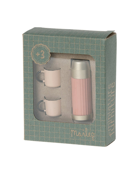 Little maileg play thermos and cups in soft coral