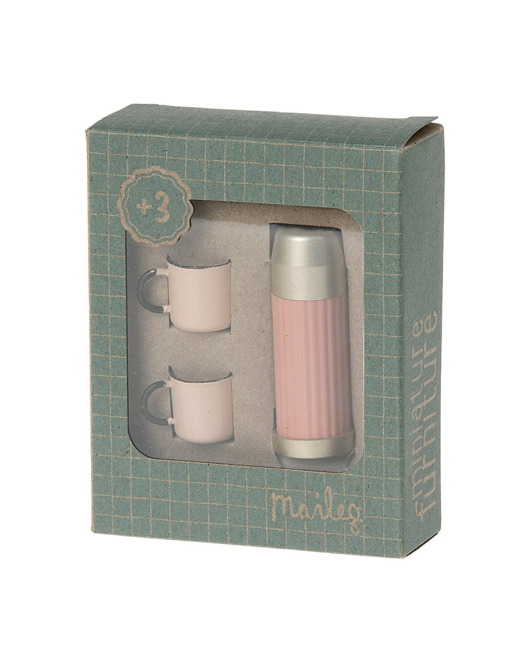 Little maileg play thermos and cups in soft coral