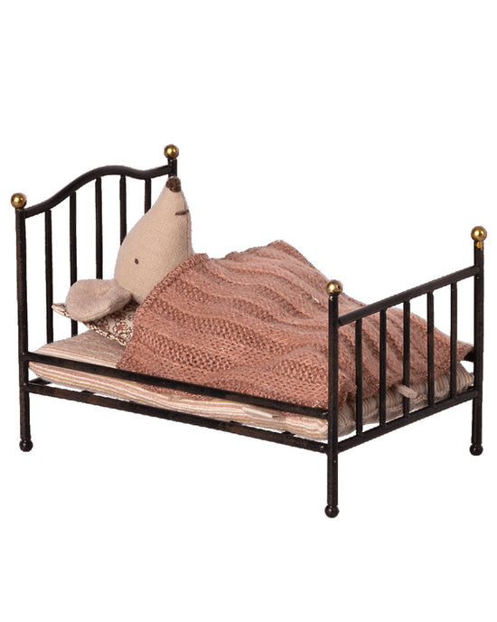 Little maileg play vintage mouse bed in anthracite