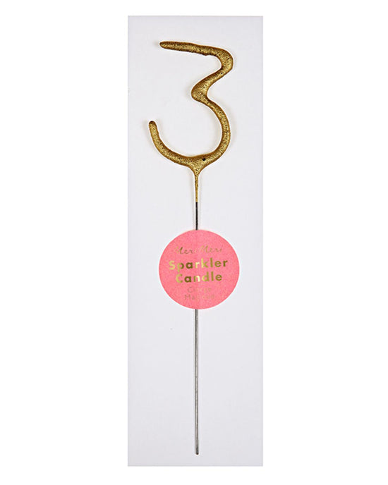 Little meri meri paper+party #3 sparkler in gold