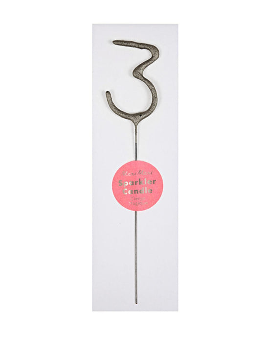 Little meri meri paper+party #3 sparkler in silver