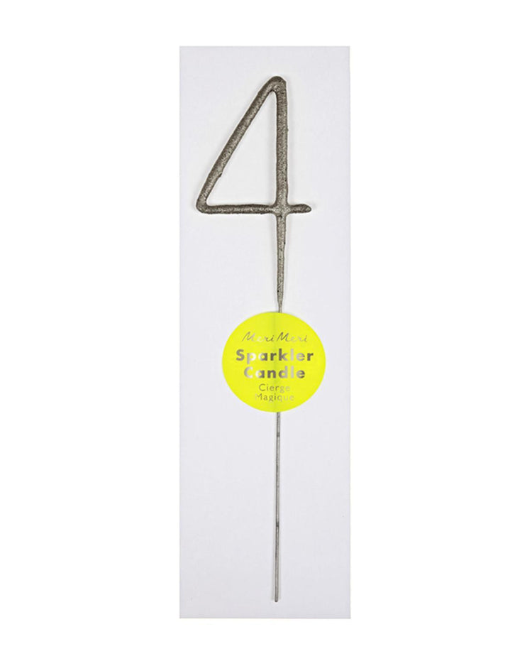 Little meri meri paper+party #4 sparkler in silver