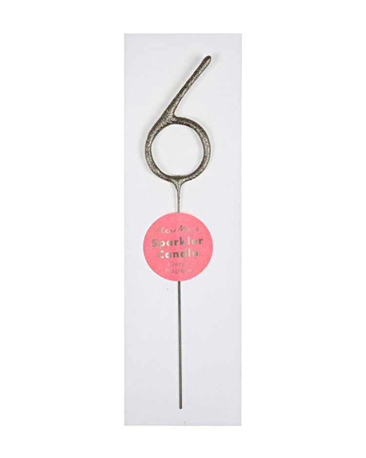 Little meri meri paper+party #6 sparkler in silver