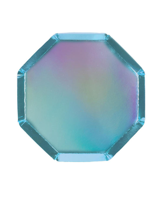 Little meri meri paper+party blue holographic cocktail plate