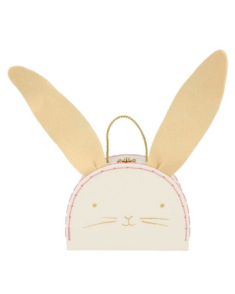 Beige bunny mini suitcase doll-shaped handbag with long ears, perfect as an Easter gift by meri meri.