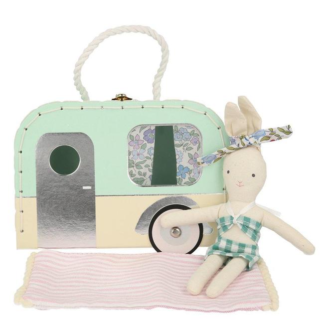Little meri meri play caravan bunny mini suitcase doll