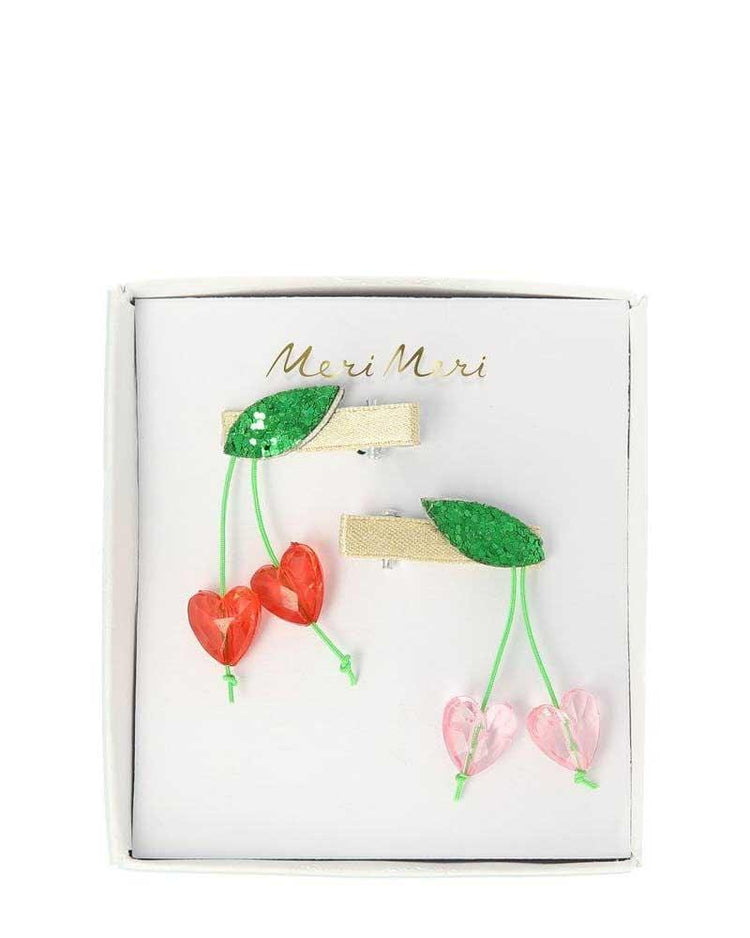 cherry bead hair clips