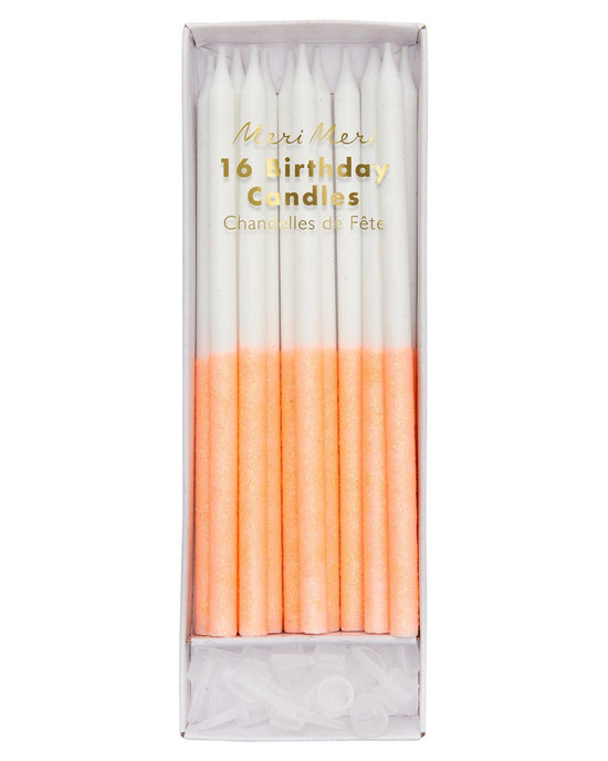Little meri meri paper+party coral glitter dipped candles