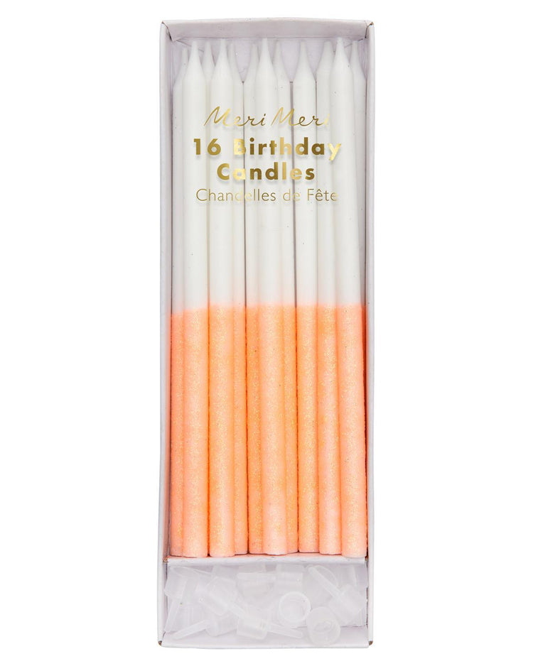 Little meri meri paper+party coral glitter dipped candles