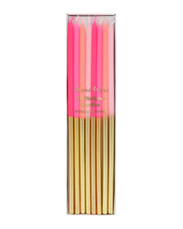 Little meri meri paper + party gold dipped pink mix candles