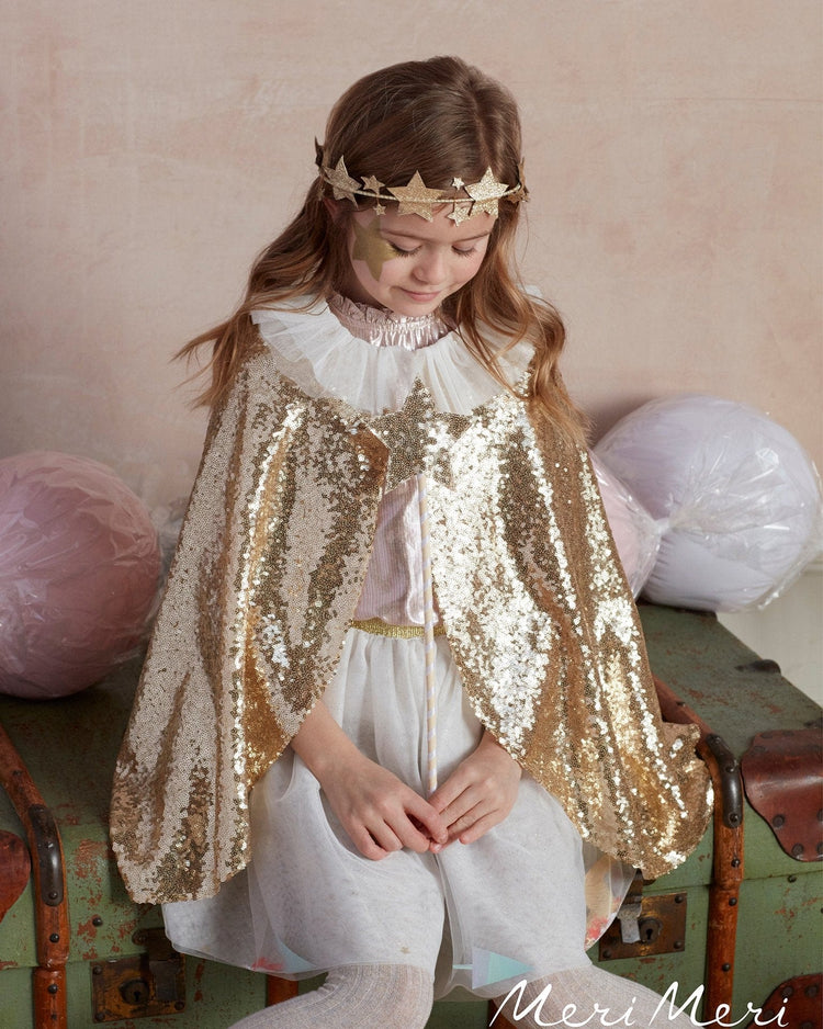 Little meri meri play gold sparkle cape dress up