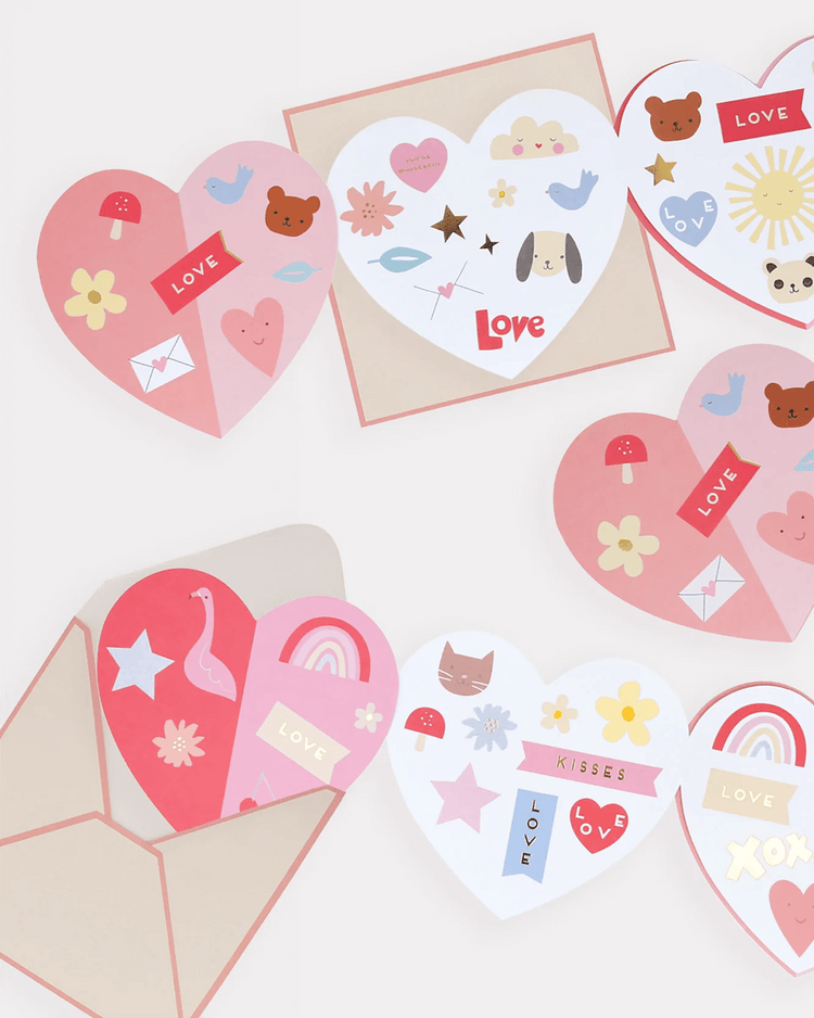 Little meri meri paper + party heart concertina valentine cards + stickers
