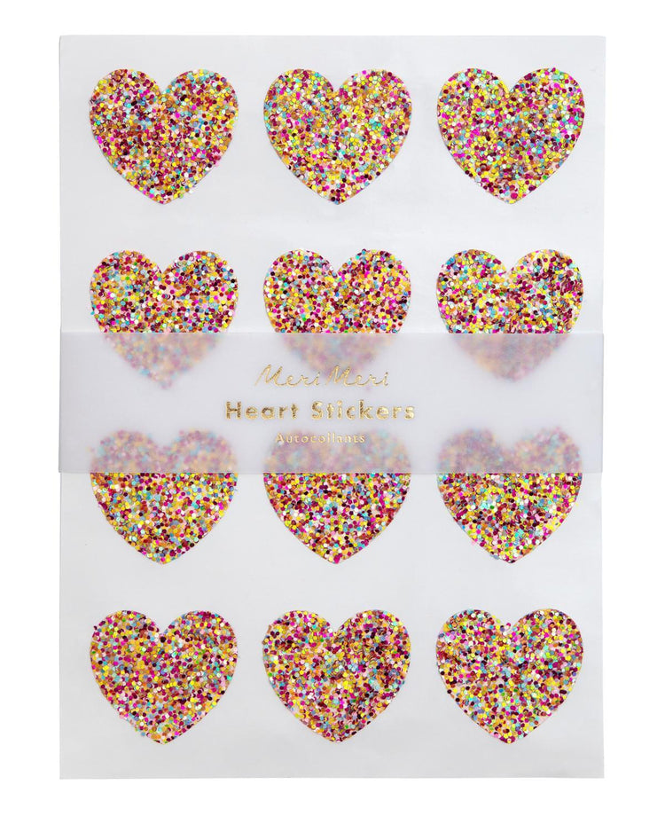 Little meri meri paper+party heart glitter stickers