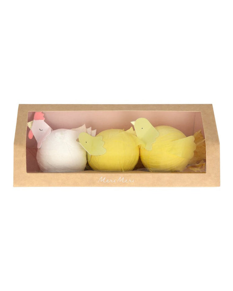 Little meri meri paper + party hen + chicks surprise balls