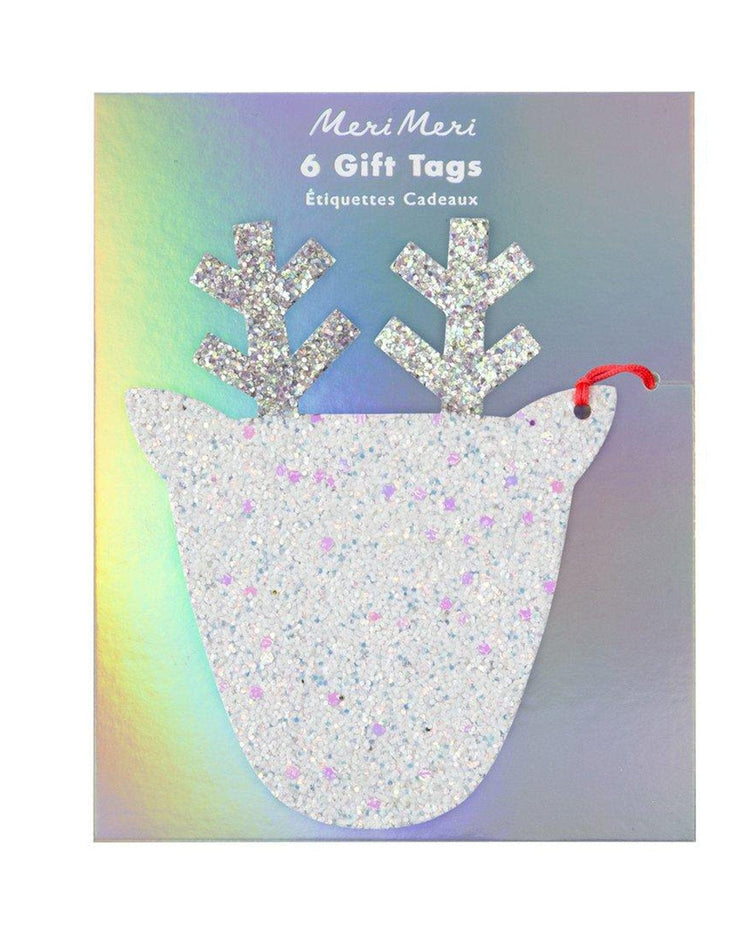 Little meri meri paper+party large glitter reindeer tags