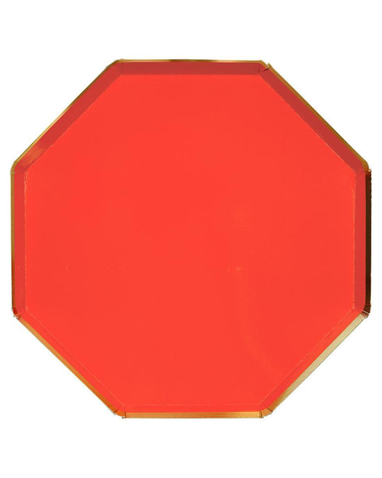 Little meri meri paper+party large red octagonal plate