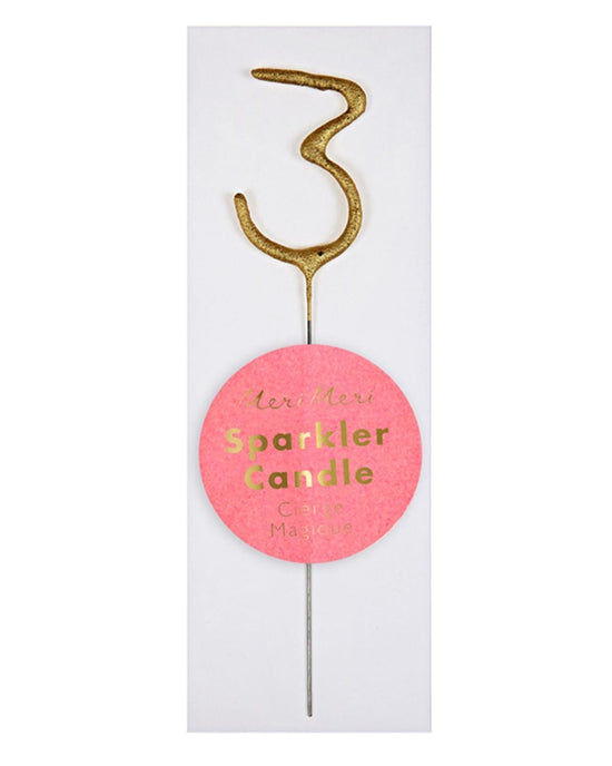 Little meri meri paper+party mini #3 sparkler in gold