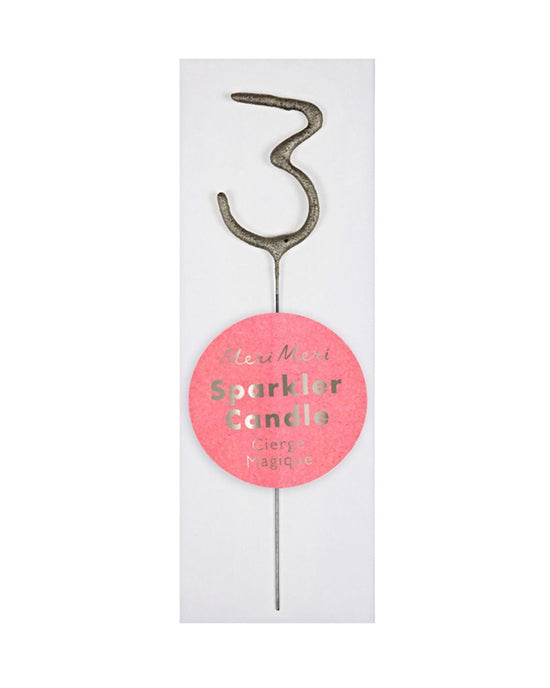 Little meri meri paper+party mini #3 sparkler in silver