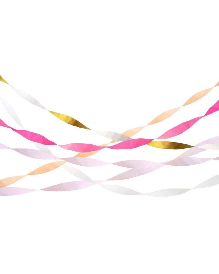 pink crepe party streamers