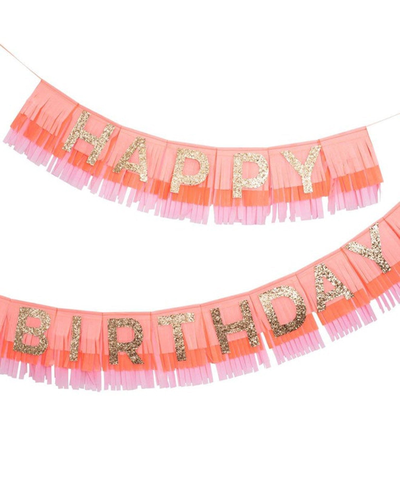 Little meri meri paper + party pink happy birthday fringe garland