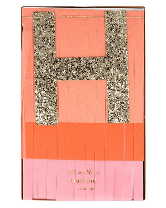 Little meri meri paper + party pink happy birthday fringe garland