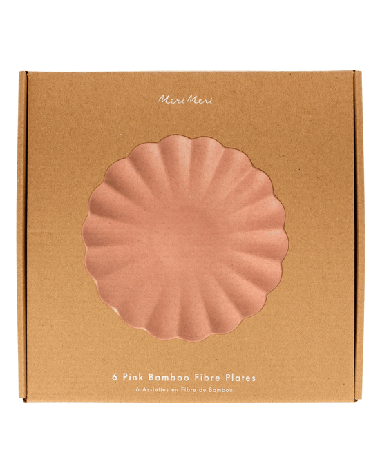 Little meri meri paper + party pink large bamboo fiber plate set
