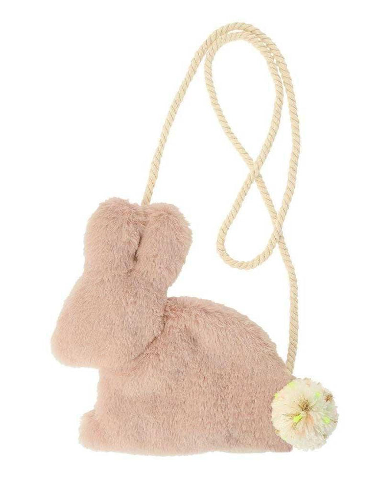 Meri Meri Plush Bunny Bag with a rope strap and pom-pom detail, perfect as an Easter gift.