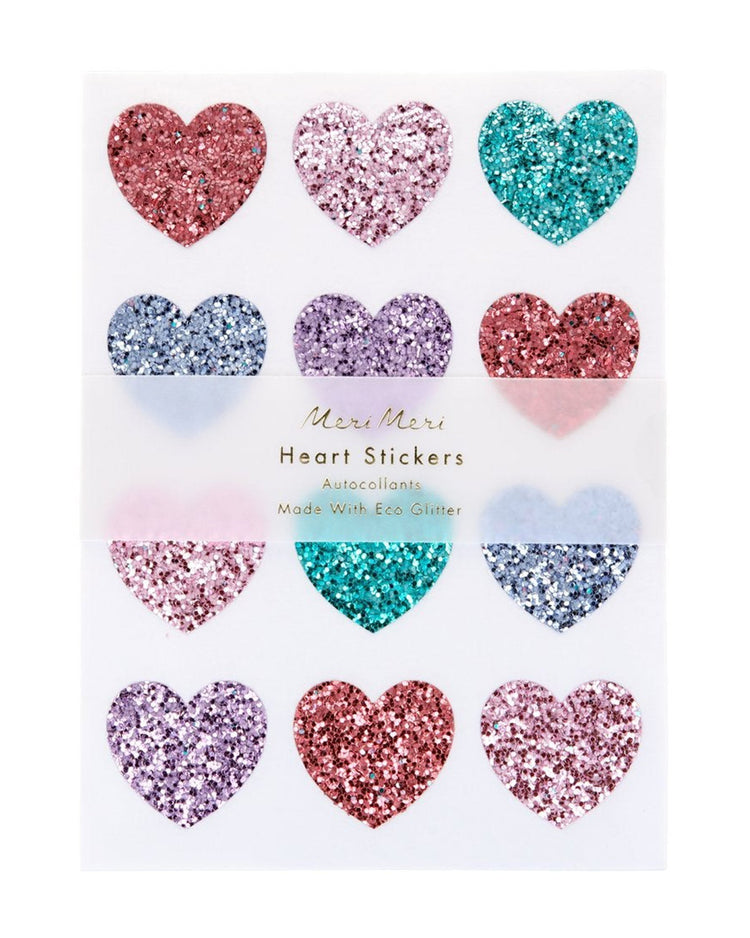 Little meri meri paper + party rainbow glitter heart stickers