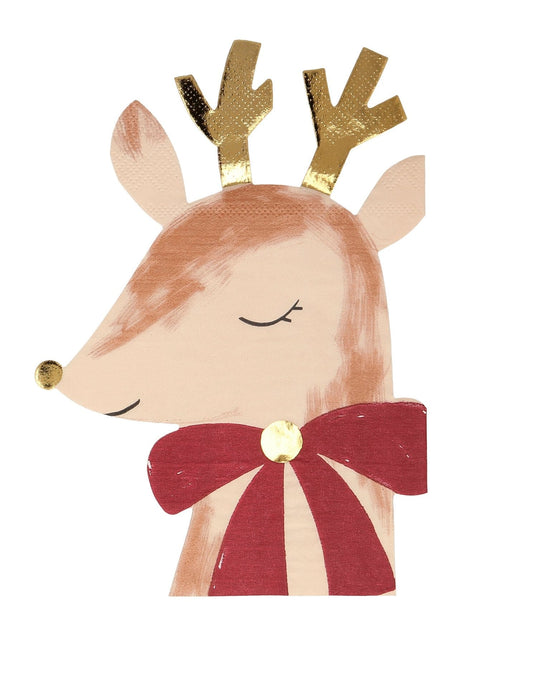Little meri meri paper + party reindeer with bow napkins
