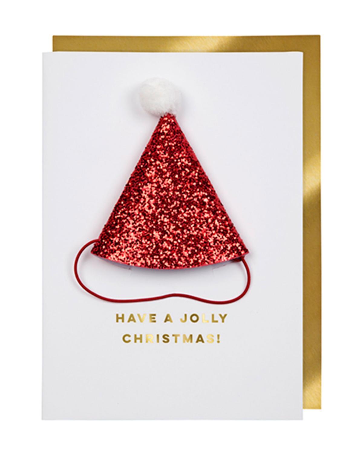 Little meri meri paper+party santa hat greeting card