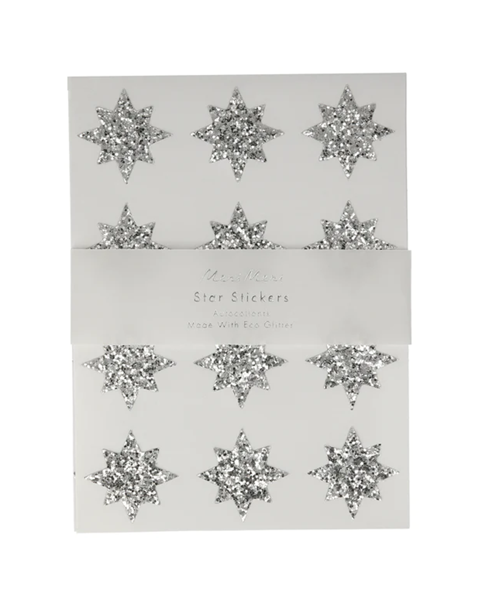 Little meri meri paper+party silver eco glitter star stickers